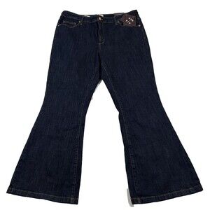 Ava & Viv Flare Jeans Dark Wash High Rise Fitted Hip Thigh 90's Denim Y2K 18 NEW